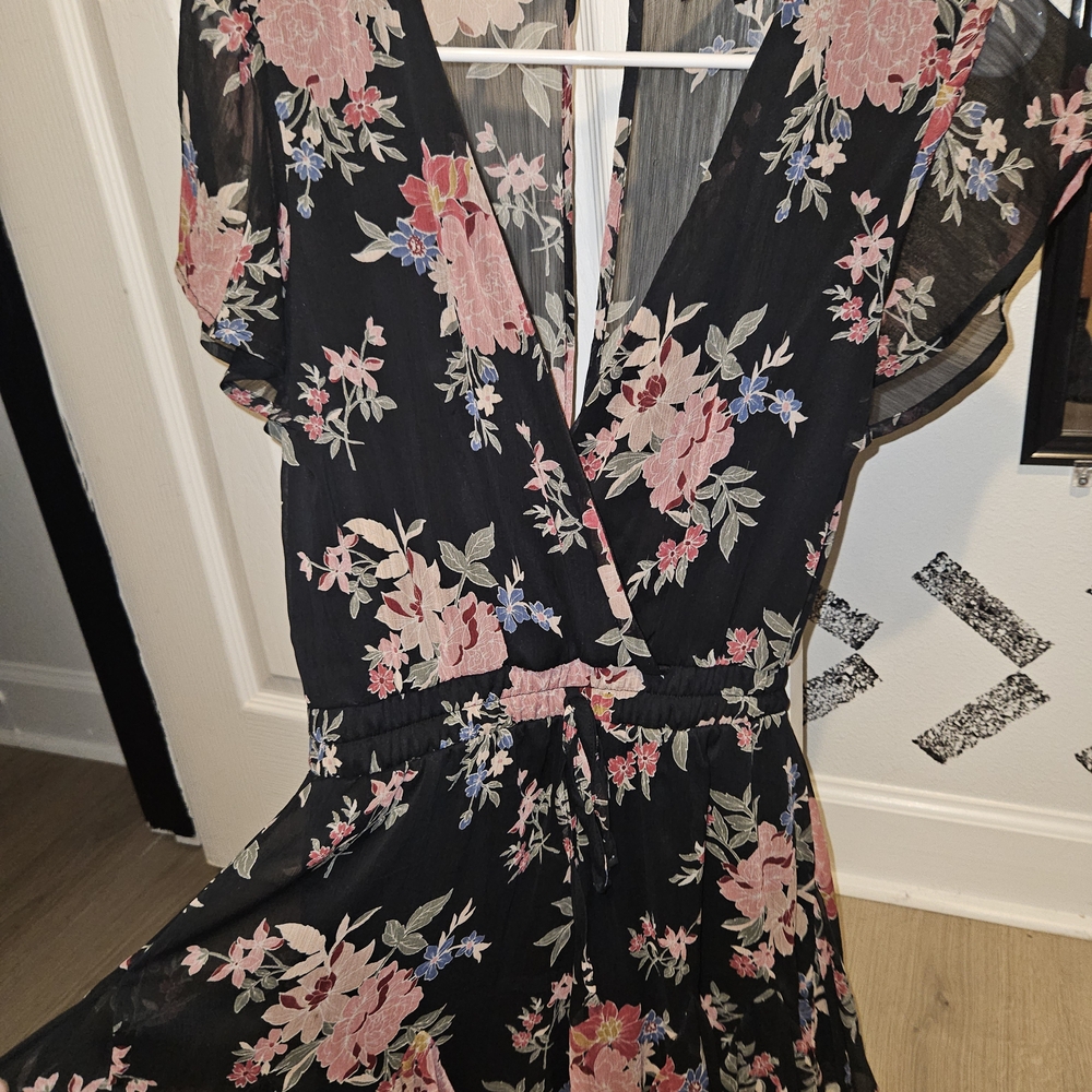 Floral Black Romper